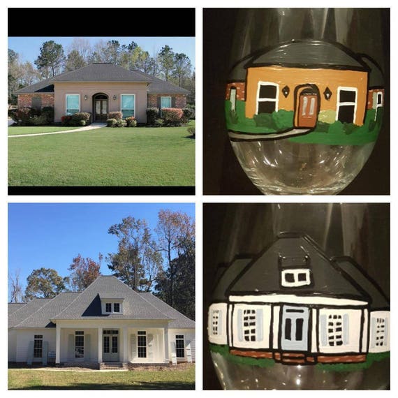 Custom painted house wineglass