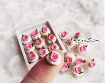 Miniature Pink Rose Cupcake,Miniature cake,Miniature cupcakes,miniature sweet,miniature bakery,Dolls house,Dollhouse food,miniature cake