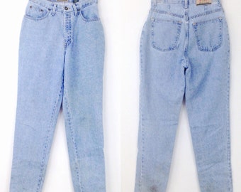 Vintage 80s Express high waisted jeans denim DAMAGED STAINED HOLES sz 9/10 B12