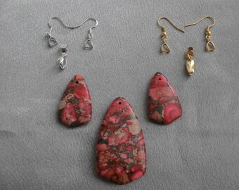 Red Sea Sediment Jasper and Pyrite Gemstone Jewelry Set, Silver or Gold, Gemstone Jewelry, Jasper Jewelry, Womens Jewelry, Gemstone Pendant