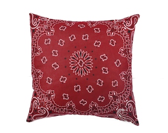 Red Bandana Pillow Cover - Home Decor