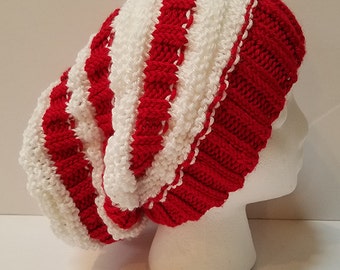 Red and White Slouchy Hat