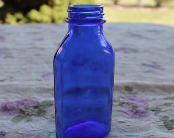 Modern Farmhouse, Cobalt Blue Phillips Milk of Magnesia Vintage Bottle, Home Decor, Medicine Bottle, Shabby Chic, Cottage Chic, Collectible