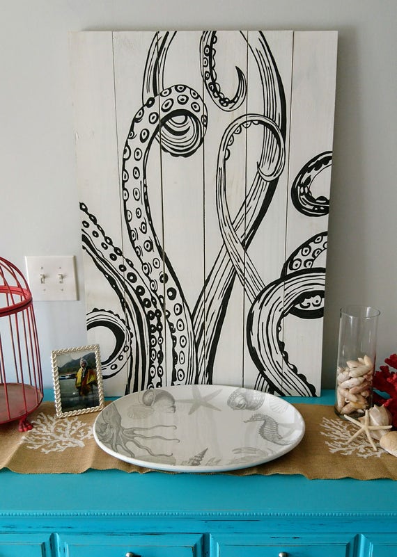 Octopus Painting Wall Art Nautical
