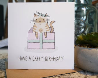 Catty Birthday Card, cat card, birthday card, cat birthday card