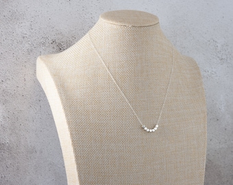 Sterling Silver Nuggets Necklace, Fine Delicate Chain, Dainty, Modern Minimalist Necklace