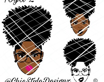 Toya 2-Afrocentric Svg cutting file, Natural Hair Svg, Natural, Afro svg, Ethnic Svg , African SVG File, Black Woman Svg Niki svg Black girl