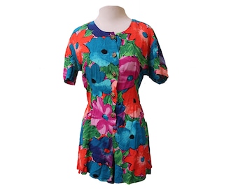 Vintage Floral Romper Womens US Size 7/8 Small Medium
