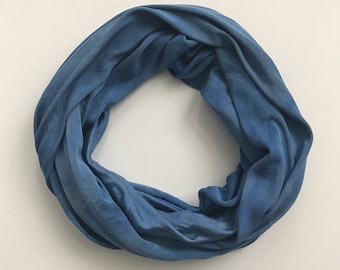 Silk Infinity Scarf - Blue Infinity Scarf - Blue Scarf - Casual Scarf - Neutral Scarf - Knit Infinity Scarf - Gift for Her - Wife Gift