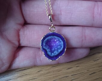 unique purple pink agate necklace