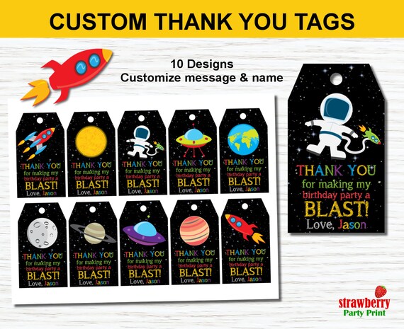 outer space favor tags printable personalized favor tags