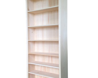 82"H x 12"D Real Wood Bookcase in Choice of 5 Widths. Crafted from Paulownia Hardwoods with Real Wood Tongue and Groove Backing.