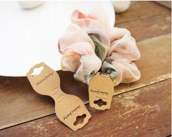 50/100/150pcs Fold Over Kraft Hang Tag for Necklace, Bracelet, Ponytail, Hairband, Elastic, Jewelry Display and Supplies tie your own
