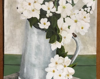 Vintage Jug of Apple Blossoms