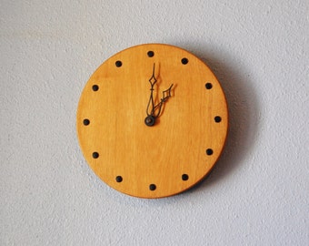 Vintage Mid Century Wall Clock Teak 1950s Danish Modern Home Decor