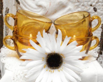 Amber Glass Coffee Cups Set 4