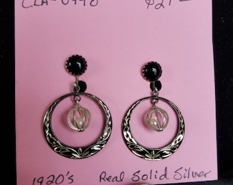 Earrings screwback very vintage silver 1920