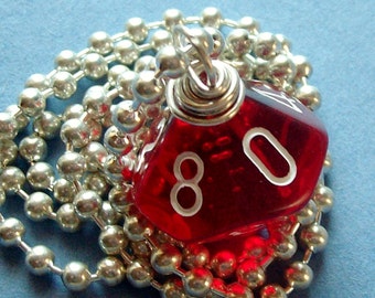 Dungeons and Dragons - D10 Dice Pendant - Transparent Red - Geek Gamer DnD Role Playing RPG