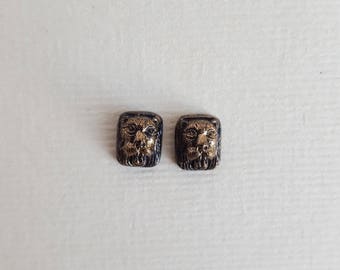 Vintage glass roaring lion cabochons