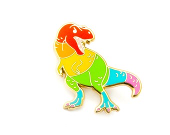 Rainbow T. Rex Pin (hard enamel pin lgbt pin lgbtq gay pride rainbow pin lapel pin badge dinosaur pin backpack pins paleoart t rex)