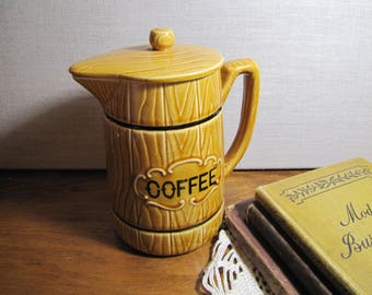 Royal Sealy - Ceramic and Porcelain Coffee Pot - Woodgrain Look - Made in Japan