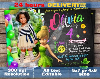 Tinkerbell Invitation, Fairy Invitation, Tinkerbell Birthday, Tinkerbell Party, Disney Fairies, Tinkerbell Fairy