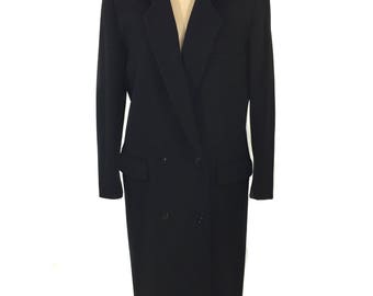 vintage 1980's KENZO overcoat / Album by Kenzo / black / wool / double breasted coat / androgynous / women's vintage coat / tag size large