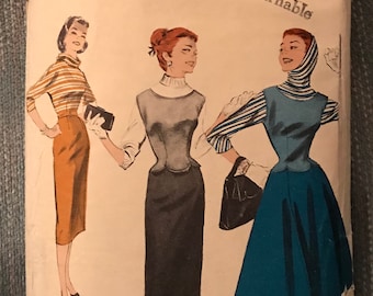 Vintage—1950’s Sewing Pattern—Butterick 7460–Size 11—Blouse—Jerkin And Skirt