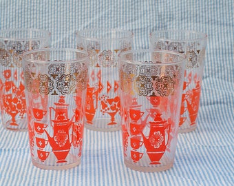 Vintage 1960s Drinking Glasses, set of 5