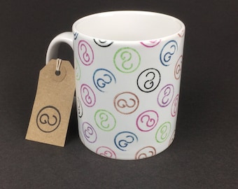 Beautiful, stylish and utterly unique 'GEECEEDEECEES' ceramic coffee mug. By The Good Continuation Design Company.