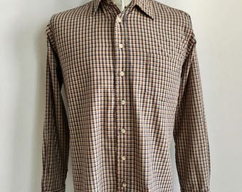 Vintage Men's 80's Checkered Shirt, Long Sleeve, Button Down by NYSE (L)