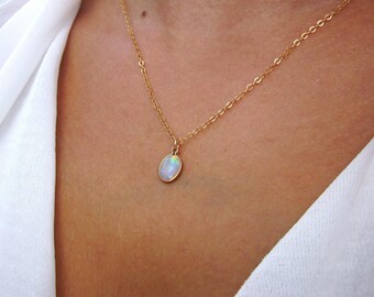 Opal Necklace, Gift for Her, Christmas Gift, October Birthstone, Opal Jewelry, Opal Pendant, Dainty Necklace, Elegant Necklace, Best Gifts