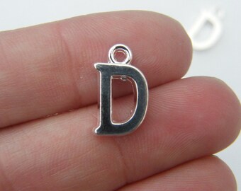 8 Letter D alphabet charms silver plated