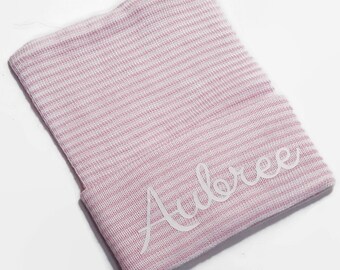 Newborn Hat, Newborn Hospital Hat, Personalized Newborn Hat, Pink and White Hospital Hat, Baby Gift, Baby Shower Gift