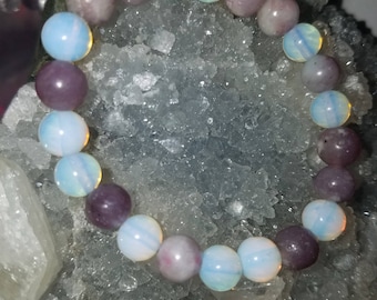 Lilac Lepidolie and opalite