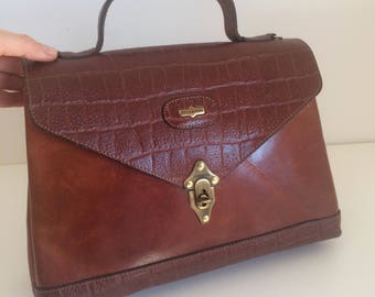 Sac à Main Vintage EL Campero En Cuir - Made In Italy - Style Bandoulière Marron - Occasion