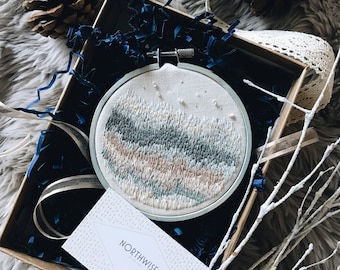 Embroidery Hoop Art, "Snowcapped"
