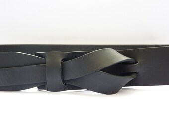 Flat Black Muse Leather Belt 1.5 inch Nickel-Free