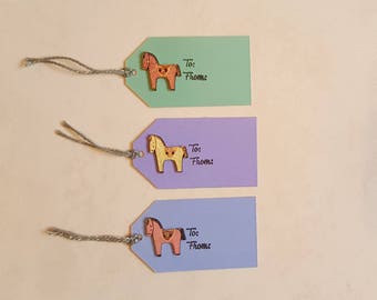 Horse Gift Tag, Pony Tag, Gift Tag, Colourful Gift Tag, Funky Gift Wrapping, Stationery Tag, Hand Stamped Gift Tag