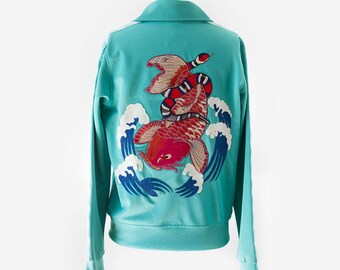 Veste de sport Hummel vintage personnalisée "Oniwakamaru" - brodée à la main et patch appliqué