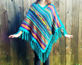 Many Dimensions Hand Dyed Alpaca Poncho