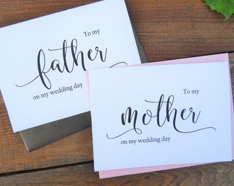 Set of 2, To My MOTHER Card, To My FATHER Card, Mother of the Bride Card, Father of the Bride Card, Mother of the Bride Gift, Father Gift