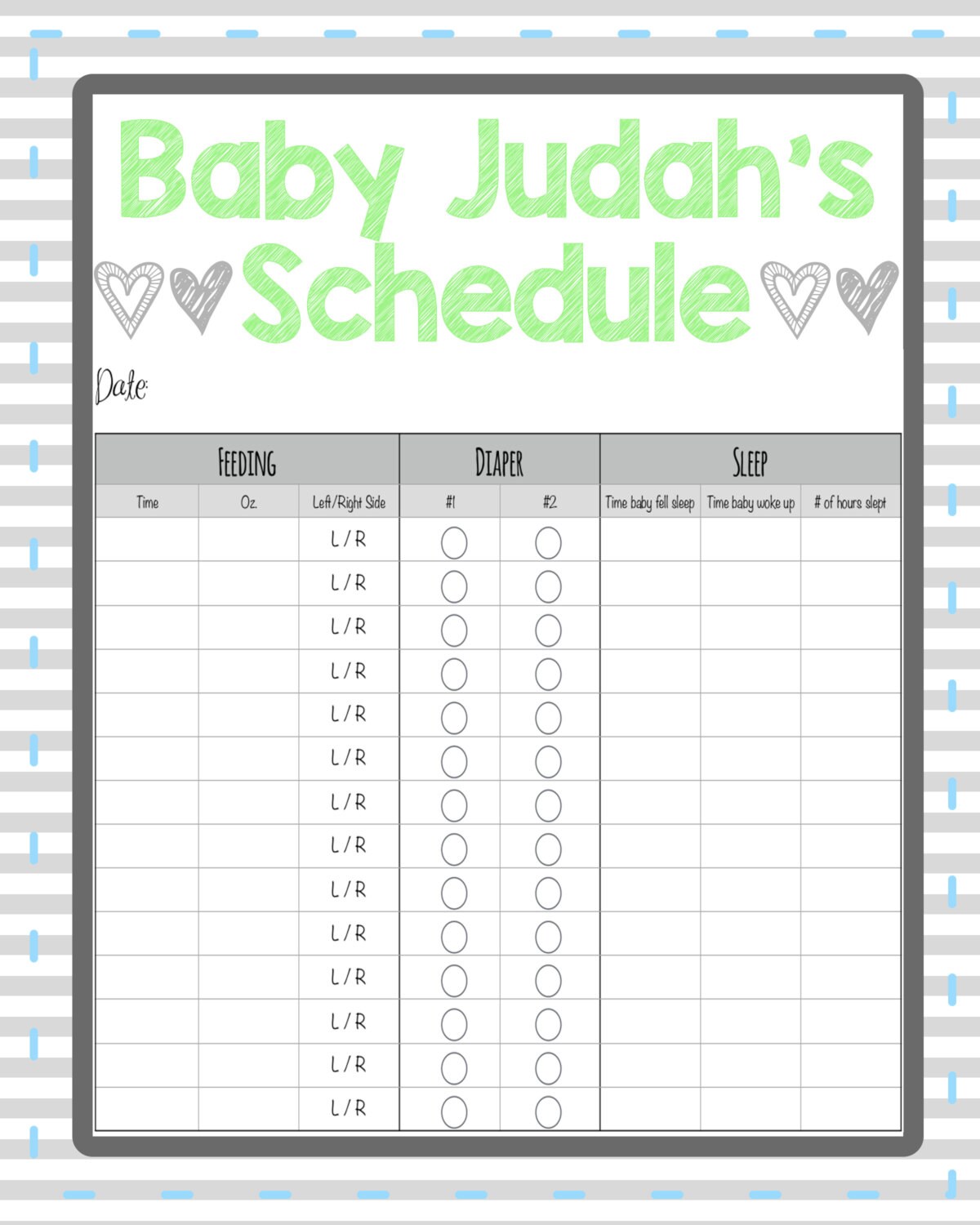 newborn feeding and diaper chart