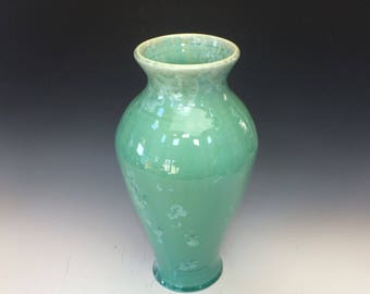 Jade Green Crystalline Glazed Vase