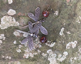 Dragonfly Bloodstone Earrings