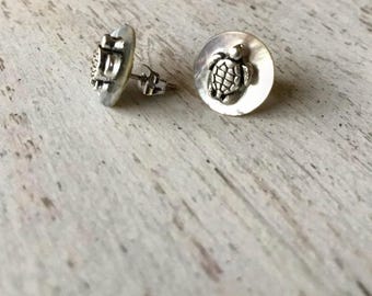 Silver Turtle Shell Earrings