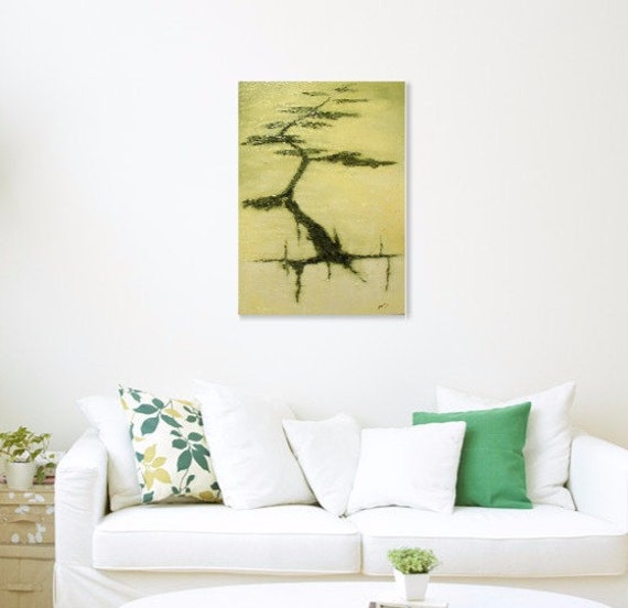 Green Bonsai tree oil painting by Syzym Abstract lanscape