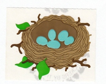 SALE Robin's Egg Nest Vintage Mrs Grossman Sticker - 80's Blue Bluebird Eggs Bird Scrapbook Collage