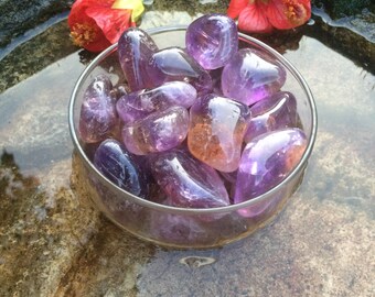 Ametrine Tumbled Stones in Bulk from Bolivia AAA Grade (Combination of Amethyst and Citrine) - Tumbled Ametrine Crystals