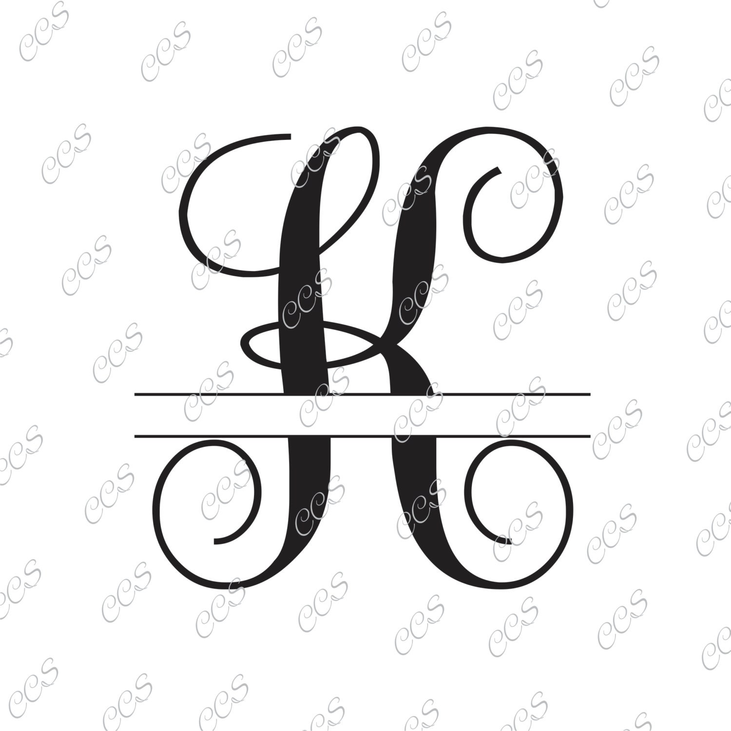 Digital Cut File Split Vine Letters Letter K K Split K